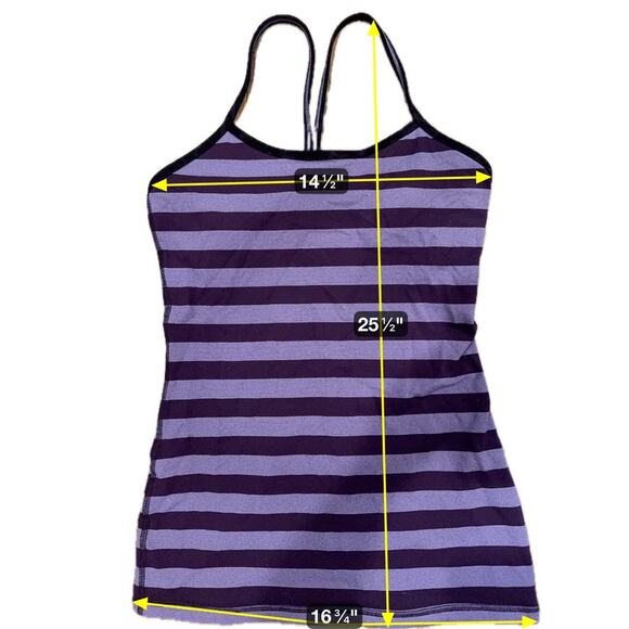 Lululemon Power Y Tank Purple Stripe Racerback Built-In Bra Yoga Top Approx Sz 6 - Picture 6 of 7